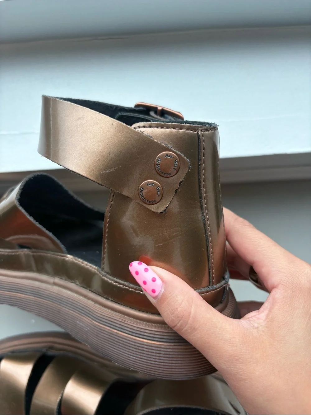 Dr Martens Clarissa Metallic Copper Gladiator Platform Sandals Womens size 8